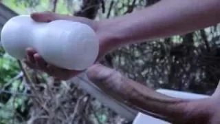 Huge Uncut Cock Fucks Fleshlight Outdoor | Hot Orgasms