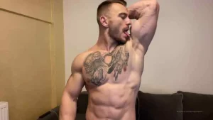 Showing off and licking my biceps after a workout – BodyYouWant