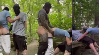 Horny Bottom Gets Fucked By Bisexual Bearded Masculine Daddy In The Forest, Hot Tag-Team Threesome Fuck!